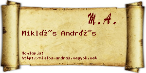Miklós András névjegykártya